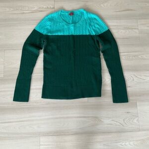 Merona Teal and Dark Green Crew Neck Sweater